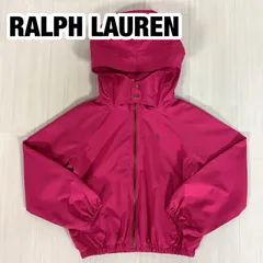 POLO RALPH LAUREN ポロラルフローレン ジップアップ ナイロンパーカー ウィンドブレーカー 4/4T 110cm ピンク プリントポニー 着丈34.5cm ゆき丈52cm 身幅(脇下)36cm【古着】