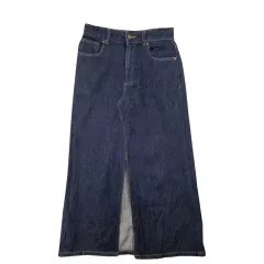 GU じゆう インディゴブルーデニム デニム ロング丈スカート S 25 インチ コットン 100 %