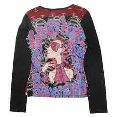 美品 クストバルセロナ Custo Barcelona ガール プリント 総柄 Tシャツ カットソー ロンT トップス 長袖 ストレッチ サイズ36 マルチカラー レディース/3/♪8