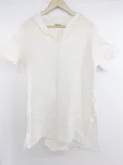 ◇ Samansa Mos2 リネン混 オーバーサイズ 半袖 シャツ チュニック サイズF アイボリー レディース P  【1301250002745】
