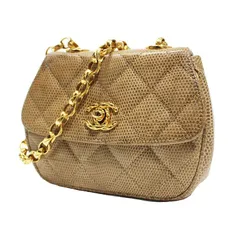 CHANEL シャネル リザード ミニマトラッセ チェーンショルダーバッグ ベージュ