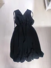 黒 ビスチェフリルロングドレス