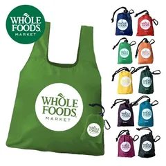 [多色 新品]WHOLE FOODS MARKET ホールフーズ トートバッグ エコバッグ 折りたたみ 手のひらサイズ 海外スーパー オーガニックマーケット ショッピングバッグ