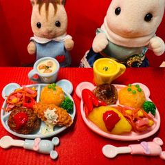 532お子様ランチセット⭐️ミニチュアフード　ドールハウス　リカちゃん　シルバニア　樹脂粘土　ねんどろいど　ブライス　オビツ　フィギュア　ミニチュア　フェイクフード