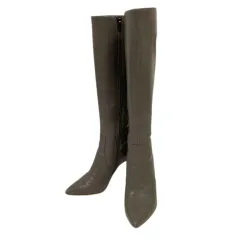 ダイアナ DIANA ロングブーツ UL69234 ポインテッドトゥ ハイヒール サイドジップ スムース 切替 無地 22 1/2 22.5cm ベージュ グレー