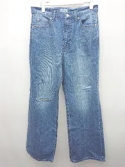 ◇ LOWRYS FARM ローリーズファーム ダメージ加工 フレア ジーンズ デニム パンツ サイズL ブルー レディース P  【1406240013265】