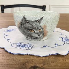 フランスアンティーク 　カフェオレボウル　猫モチーフ　　フレンチスタイル【726】