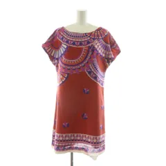 ダイアグラム グレースコンチネンタル Diagram GRACE CONTINENTAL  ワンピース ひざ丈 総柄 Iライン 36 レッド 01321471 /NQ