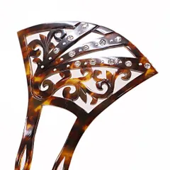 かんざし バチ型 髪飾り 成人式 振袖 前撮り 袴 留袖 訪問着 色無地 べっ甲風 唐草 透かし彫り ラインストーン おしゃれ かわ No.9-4227