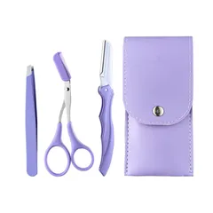 【人気商品】nalaina 眉毛セット 眉毛剃り (3点セット) 眉用キット 眉毛 はさみ 眉毛カット 眉毛ハサミ 櫛付き 毛抜き 眉メイクアップ道具 ステンレス製 収納袋付き レディース メンズ