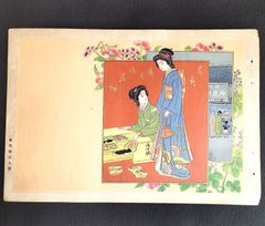 彩色 版画◆引札◆美人画 履物 下駄 着物 ポスター 広告 宣伝 チラシ 戦前 明治 時代物 版画 刷物 歴史資料 アンティーク コレクション 骨董 古美術 和本 古書