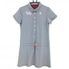 【超美品】ルコック 半袖ポロワンピース グレー系 ロゴ刺しゅう レディース L ゴルフウェア le coq sportif