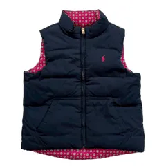 POLO Ralph Lauren ポロ ラルフローレン リバーシブルダウンベスト 紺 ピンク キッズ サイズ5 110-120cm