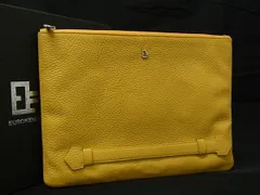 ■美品■ EUROKENVY ユーロケンビー レザー クラッチバッグ セカンドバッグ レディース メンズ イエロー系 FJ2880