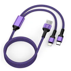 【在庫セール】2in1 iPhone 充電ケーブル タイプc/Lightning USBケーブル 1.2M 2.4A&3A急速充電 Haoano マルチケーブル 2イン1 USB-A ライトニングケーブル 2台同時給電 iPhone 15 Pro Max/14