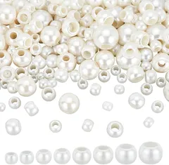 PH PandaHall 450個セット パールビーズ 大穴ビーズ 8サイズ 8～25mm 模造真珠 ブレスレット ネックレス 手芸材料 作り用品 DIY用 ハンドメイド アクセサリーパーツ 手芸用品 ホワイト(ホワイト)