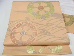 平和屋着物＊夏物　九寸名古屋帯　型染　宝尽くし文　春夏秋冬　正絹　逸品　DAAX8964cm 平和屋オンライン｜リユースでサステナブル｜夏物帯コレクション一覧