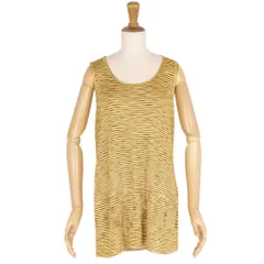 美品 ミッソーニ MISSONI ニット セーター ノースリーブ ボーダー トップス レディース イタリア製 M～L相当 イエロー/ブラウンのサムネイル