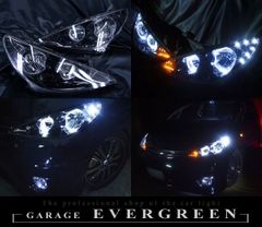 30/40系 エスティマ 後期 インナーブラック塗装＆LEDイカリング＆白橙LED増設 仕様 純正加工品 ドレスアップ ヘッドライト 左右セット