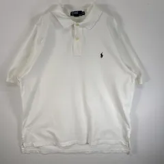 古着 90's/90年代 ポロバイラルフローレン Polo by Ralph Lauren 鹿の子 半袖 ポロシャツ ロゴ 刺繍 大きいサイズ 2ボタン 3XB BIG  ホワイト 無地 メンズ
