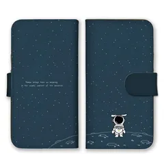 iPhone 16 Pro ケース 手帳型 アイフォン16プロ スマホケース 携帯ケース 韓国 宇宙飛行士 宇宙 かわいい うさぎ 猫 動物 月 ネイビー 白 ネイビー ホワイト  スマホカバー カラー04