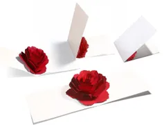 【名入れ】花のポップアップグリーティングカード〈レッド-ローズ〉forバースデー・ウェディング・アニバーサリー