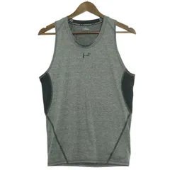 UNDER ARMOUR アンダーアーマー 春夏 ロゴ ストレッチ★ ノースリーブ タンクトップ コンプレッション Sz.XL メンズ グレー