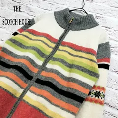 【モックネック】THE SCOTCH HOUSE 総柄 ボーダー ジップアップ シャギーニットのサムネイル