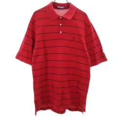 POLO GOLF ポロゴルフ RALPH LAUREN ボーダー 半袖 ポロシャツ L レッド系 メンズ 古着