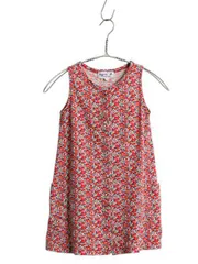 【お得なクーポン配布中!】 アニエスベー 花柄 ワンピース ガールズ キッズ 100cm 程 古着 ノースリーブ 袖なし 前開き ひざ丈 ゆったり フレア マルチカラー 子供用