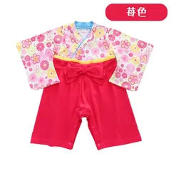 苺色 ベビー服 和装 袴 ロンパース 記念撮影 フォーマル 着物 子供服 女の子 七五三 雛祭り ひな祭り お食い初め お宮参り 70cm 80cm 90cm 100cm