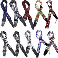 P&P ギターストラップ 白黒 幾何学模様 稲妻 ゼブラ 陰陽 brq0142