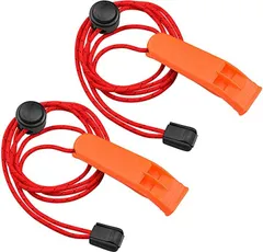 XYUE 緊急 ホイッスル 防災 救援 カヤック ボート 水泳 水のサバイバル アウトドア ハイキング キャンプ 登山 コーチ 審判 ライフガード 笛(オレンジ - A,  2個セット)