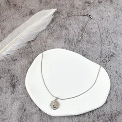 コイン×スネークチェーンネックレス 45cm（アジャスター＋5cm）［ステンレスチェーン］