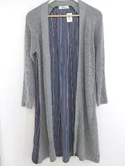 ◇ Andemiu アンデミュウ 切り替え 長袖 ロング ニット カーディガン サイズF グレー系 ブルー系 レディース P  【中古】 【1212090002508】