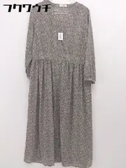 ◇ any FAM エニィファム 花柄 プリント Vネック 長袖 ロング ワンピース サイズF ブラウン アイボリー レディース 【1105170007534】