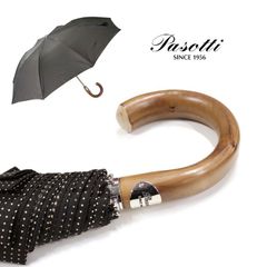 Pasotti 雨傘 折りたたみ傘 クラシック チェスナット ハンドル ドット柄 高級傘 ジャンプ傘 頑丈 大きめサイズ イタリア製 ハンドメイド オシャレ シンプル メンズ レディース ギフト プレゼント 紳士用 木製ハンドル PS12