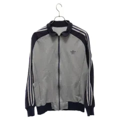 adidas (アディダス) 80S VINTAGE ヴィンテージ ワンポイントエンブロイダリー ジップアップ トラックジャケット ジャージ ネイビー/グレーのサムネイル