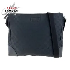 GUCCI グッチ ブラック 黒 シルバー金具 GGキャンバス/レザー 110054 斜め掛け ショルダーバッグ メッセンジャーバッグ レディース 408905【中古】