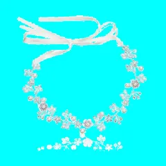 在庫処分 撮影 写真 和装 ダンス パーティー 卒業式 子供 披露宴 発表会 結婚式 ヘアアクセサリー 花冠 大人用 クリスタルビーズ ヘッドドレス ホワイト リボン 花かんむり (Aシルバー) パール 花 髪飾り サムコス