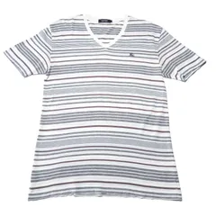 バーバリー ブラックレーベル 半袖 Vネック ボーダーＴシャツ 3サイズ グレー Burberry