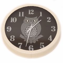 フクロウ掛時計 文字シルバー（クォーツ）単三電池1本使用（電池別）Made in Korea サイズ30.5cmｘ5cm [z-976]【平和堂】