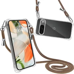 【在庫処分】耐衝撃 軽量薄型 カバー 斜めかけケース 全面保護 スマホケース Pro Pro 人気 ピクセル9/9 首掛け 肩掛け 韓国 クリア ショルダー ケース 柔軟 9 9/Pixel Pixel 高質感(ブラウン) Google Peipeizi
