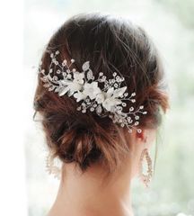 花 フラワー コームブライダル シンプル アクセサリー 髪飾り　ヘッドドレス ヘアアクセサリー