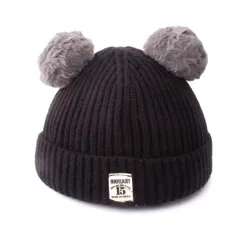 キッズ 防寒 秋冬 かわいい 女の子 無地 ポンポン付き ニットキャップ ベビー 男の子 赤ちゃん ニット帽 Kingsie