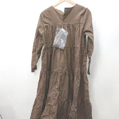 ◇ ⊂ N.　エヌドット 腰紐付き 長袖 ロング ロングワンピース サイズM ブラウン系 レディース E  【1505290041416】