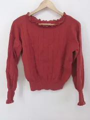 ◇ nano universe ナノユニバース フリルカラー 長袖 ニット カットソー サイズ38 レッド レディース P  【中古】 【1210140008111】