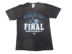 Majestic NHLサンノゼ・シャークス プリントTシャツ S 黒 USA古着 2016 スタンレーカップファィナル