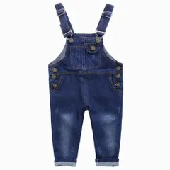 ☆ ブルー ☆ 80cm ☆ キッズ オーバーオール pmykb116 オーバーオール キッズ ベビー服 デニム オールインワン サロペット ジーンズ ダメージ インディゴ 男の子 女の子 ジュニア 秋 冬 春 かわいい おしゃれ