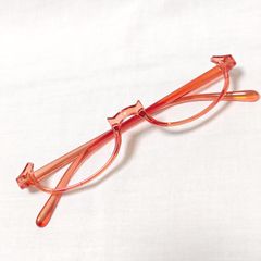 訳あり キズあり　レンズ無 伊達メガネ コスプレ 小物 オーバル アンダーリム セル レッド K144